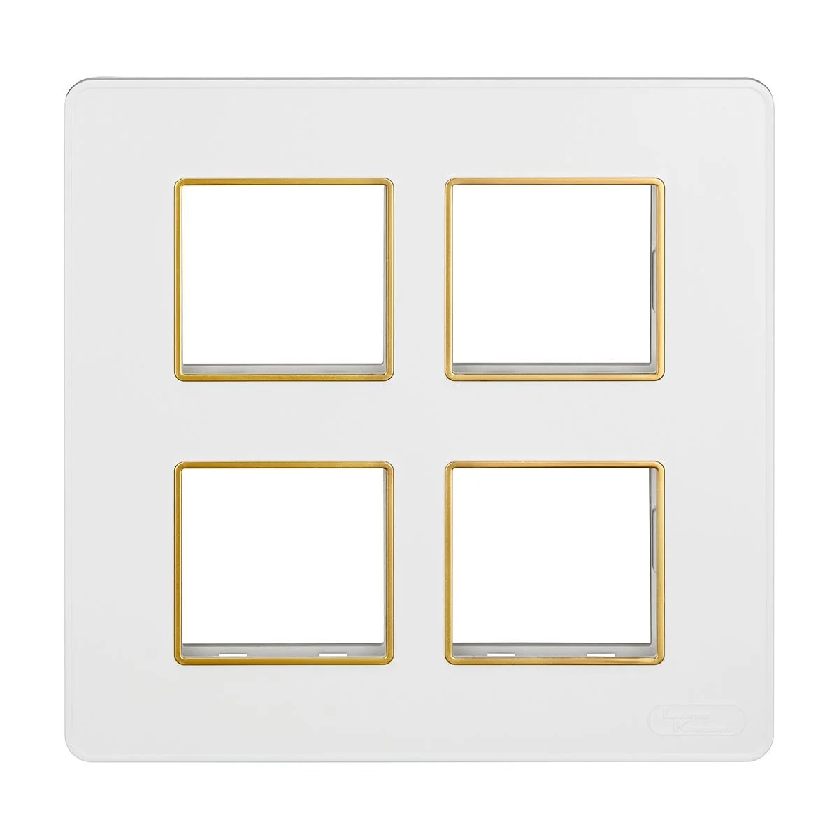 Lauritz Knudsen enGem Cover Plate · 8 M · with Golden Bezel Finish · Square · White