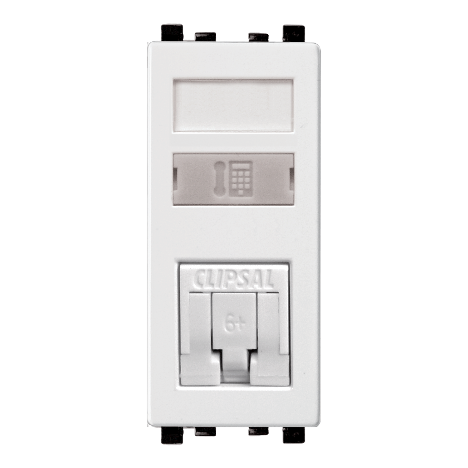 Schneider ZENcelo Data Socket · Cat 6 RJ45 · planu shut modular jack · white