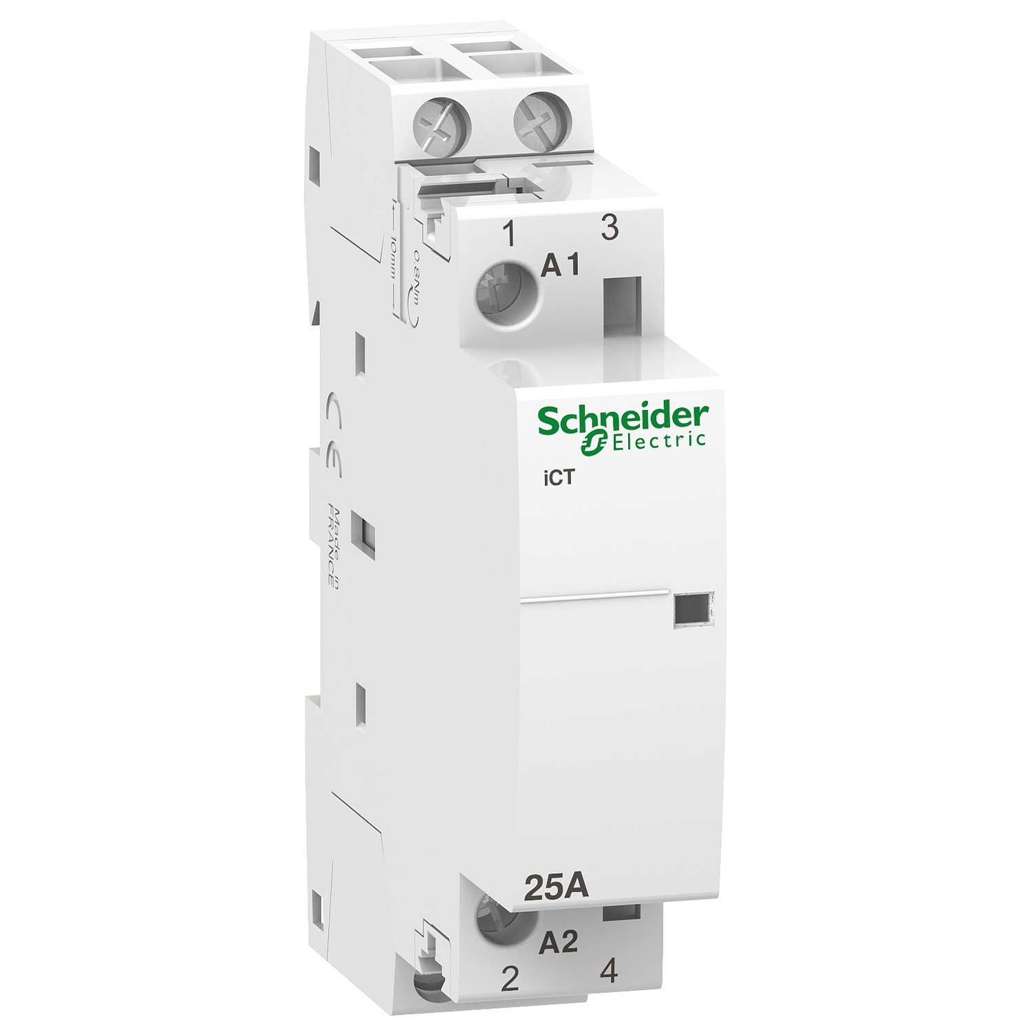 Schneider Acti9 iCT Power Contactor · 25 A AC-3 · 2 NO aux · 230...240 V AC 50 Hz coil