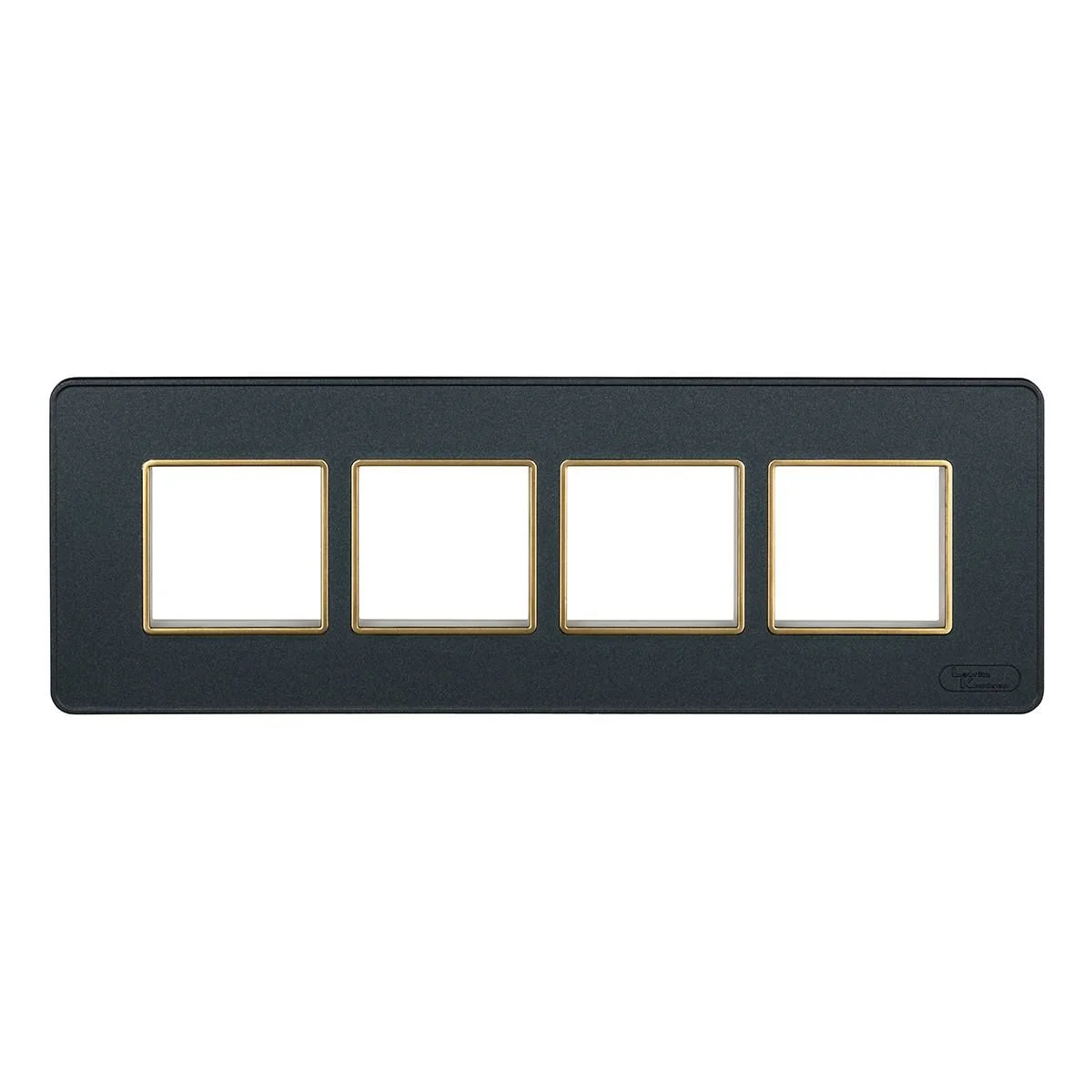 Lauritz Knudsen enGem Cover Plate · 8 M · with Golden Bezel Finish · Horizontal · Stone Grey Co