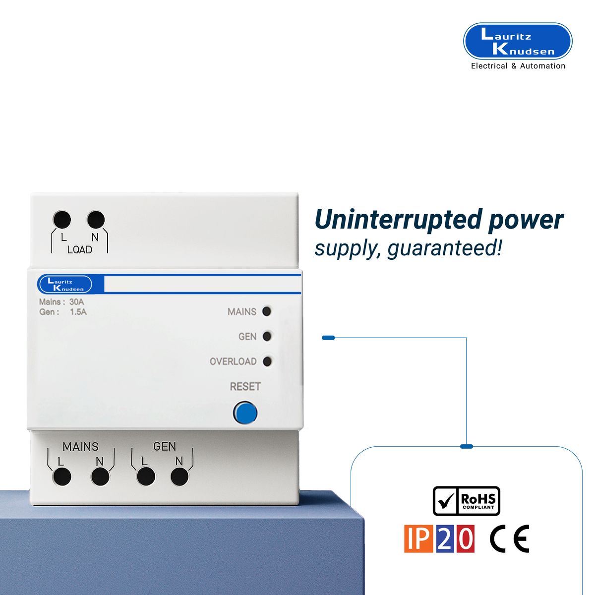 Lauritz Knudsen Tripper · ACCL · EB/DG 30 A/3A · 1 Pole with Neutral · 230 V AC · Power Saving