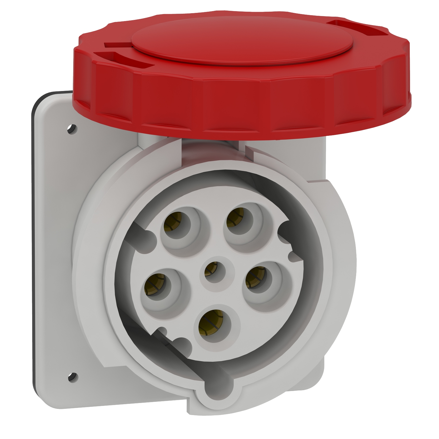 Schneider Mureva Industrial Socket · 63 A · 3P+N+E · 380 to 415 V · IP67 · Grey (RAL 7035) · 81683