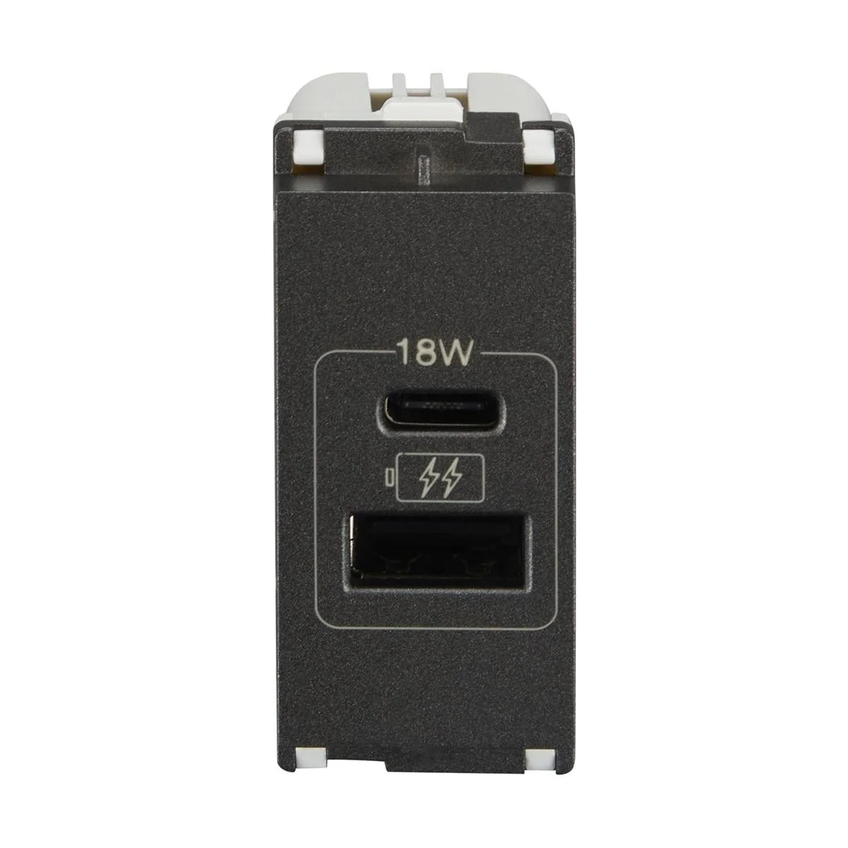Lauritz Knudsen Encurve Usb Charger 18 W Typea & C 1 Module Magnesium · Grey