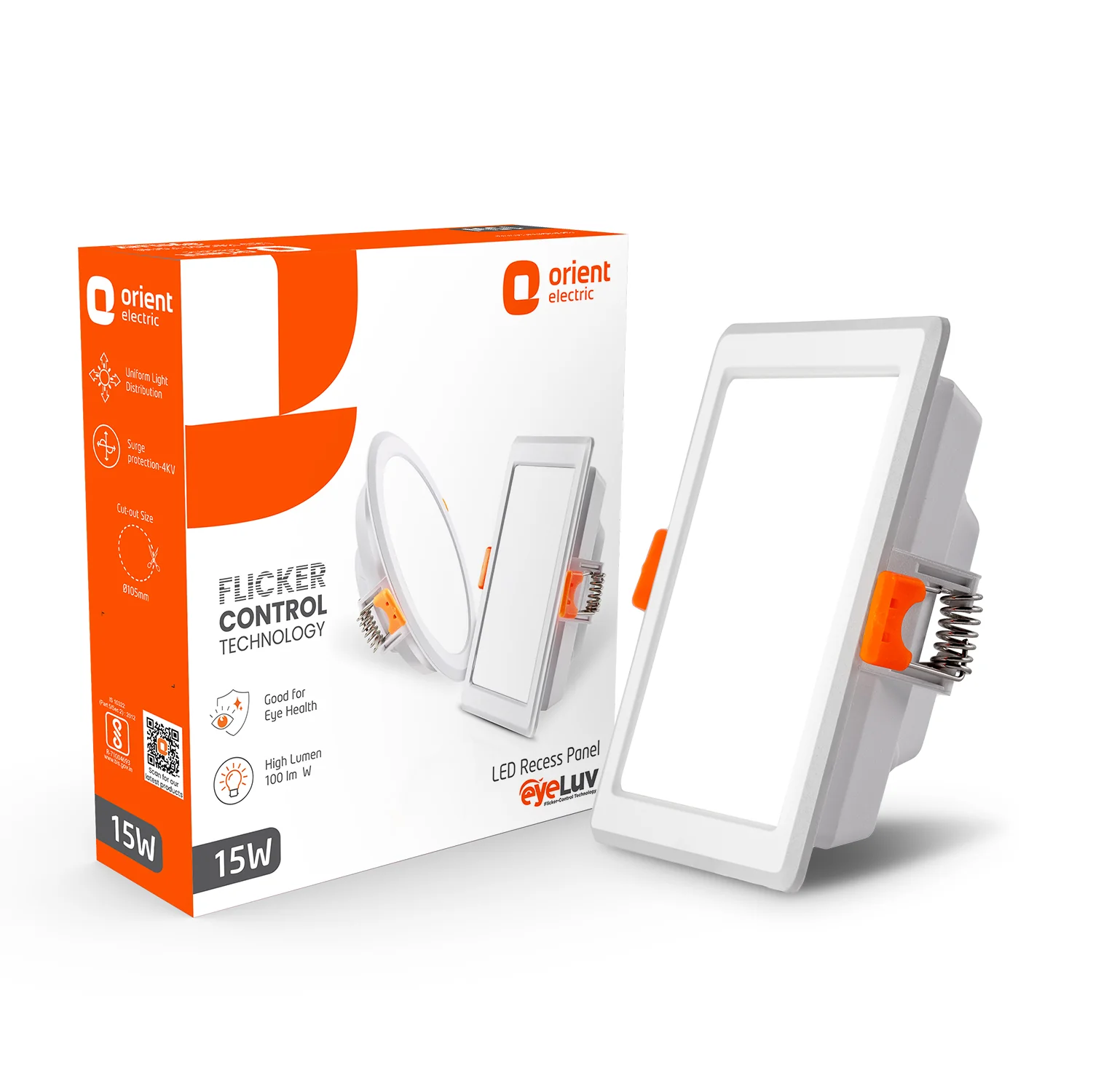 Orient EyeLuv Backlit LED Recess Panel · Square · 10 W · Warm White