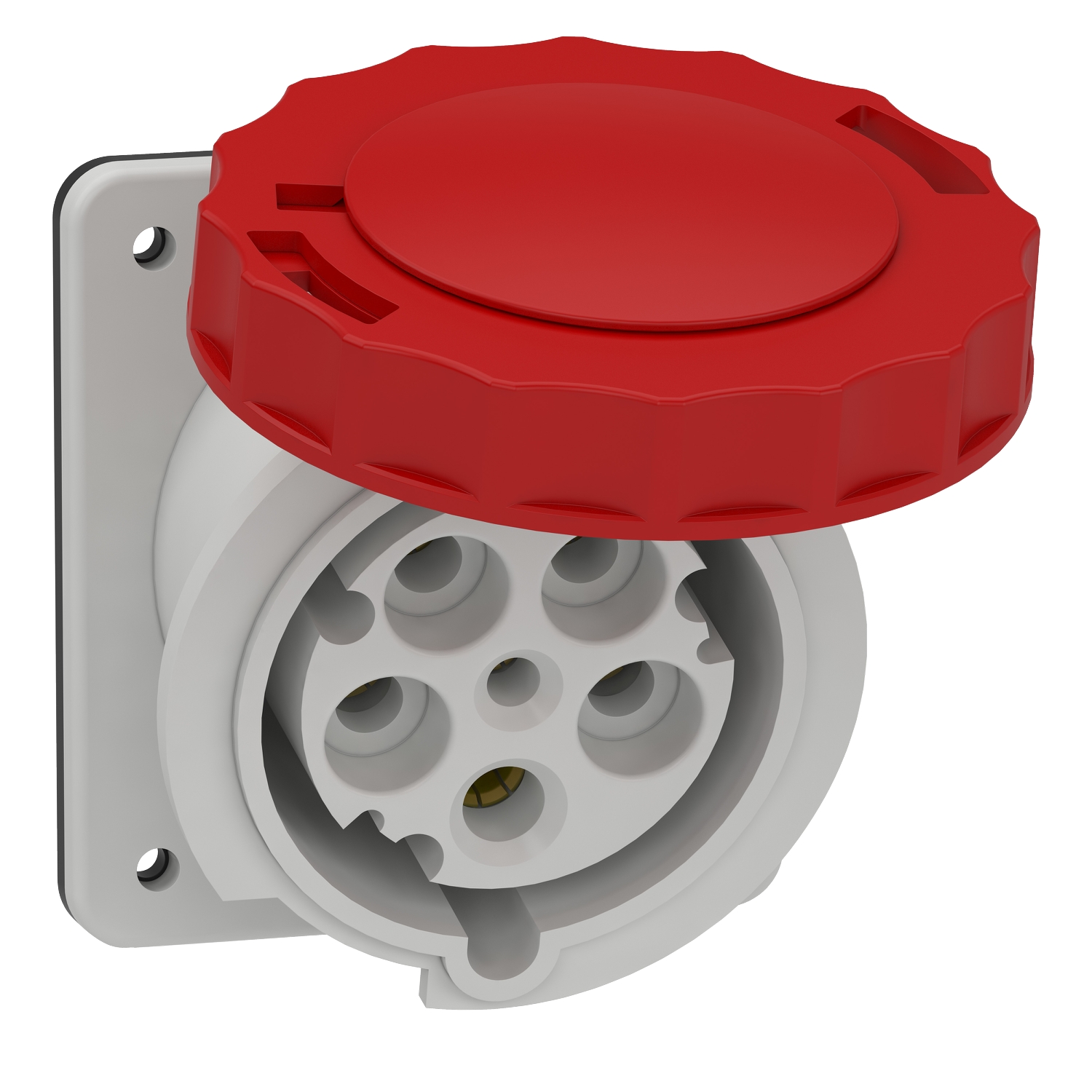 Schneider Mureva Industrial Socket · 63 A · 3P+N+E · 380 to 415 V · IP67 · Grey (RAL 7035) · 81283