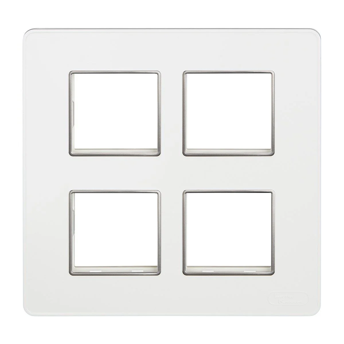 Lauritz Knudsen enGem Cover Plate · 8 M · with Chrome Bezel Finish · Square · White