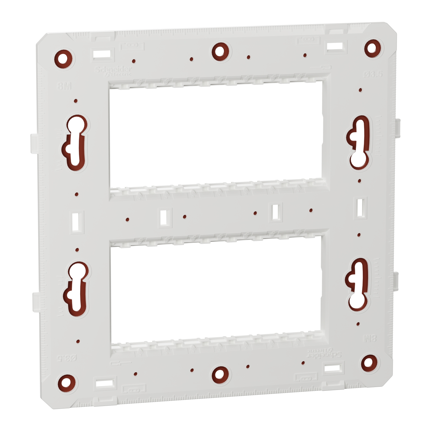 Schneider Unica Pure Fixing Frame · 2 gangs · 2 x 4 modules