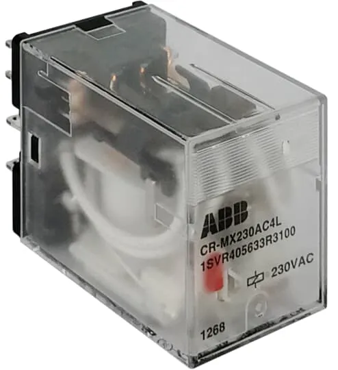 ABB CR-MX230AC4L Pluggable Interface Relay · 4 C/O · 230 V AC coil · 250 V / 5 A contacts · LED