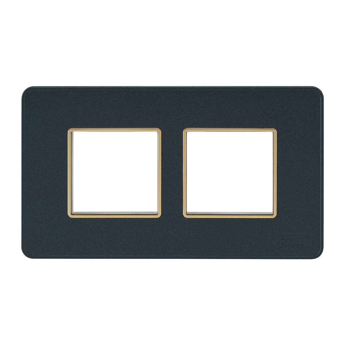 Lauritz Knudsen enGem Cover Plate · 4 M · with Golden Bezel Finish · Stone Grey