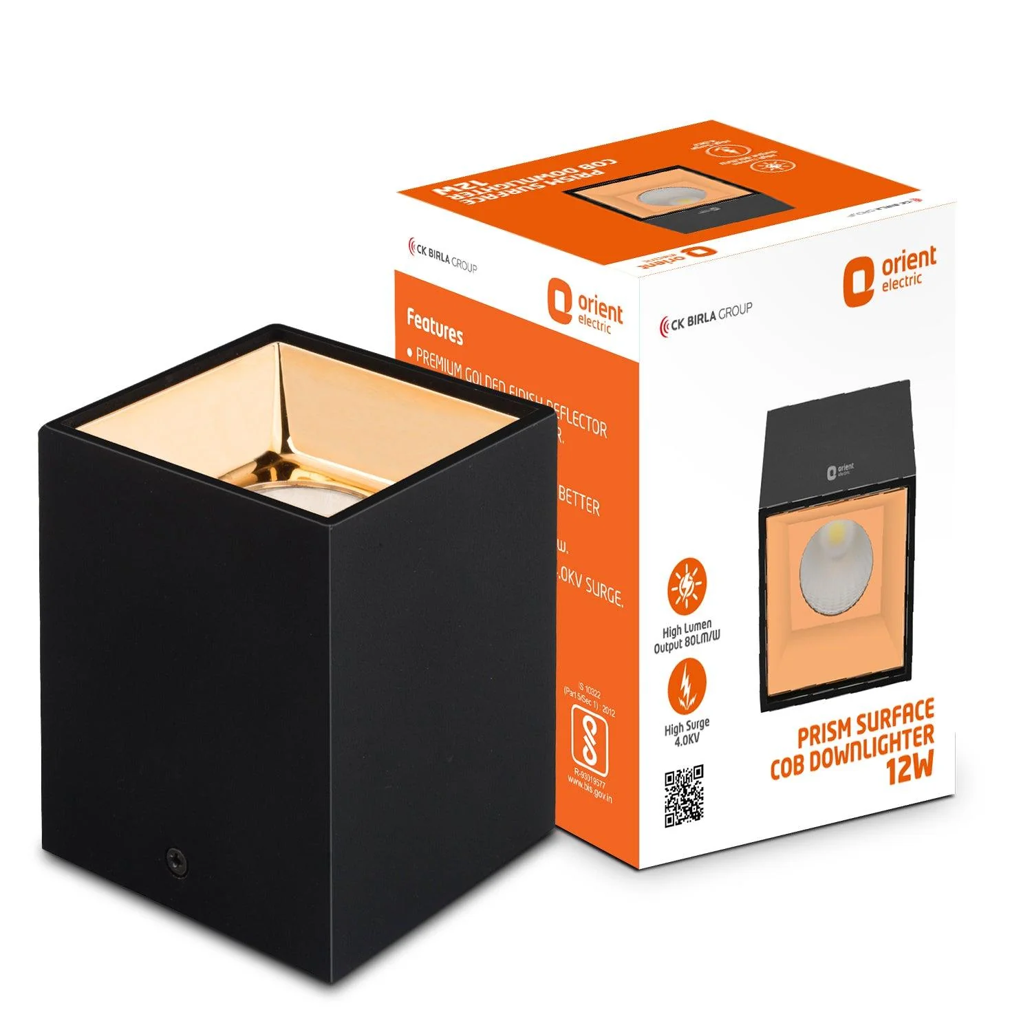 Orient Prism Surface COB LED Downlighter Focus Light Warm · White · 12 W · Square
