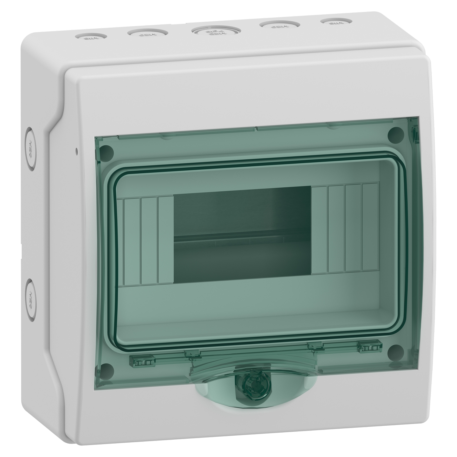 Schneider Mureva Enclosure · 8 modules · transparent · IP65 · surface mount · Door: transparent green · 13443