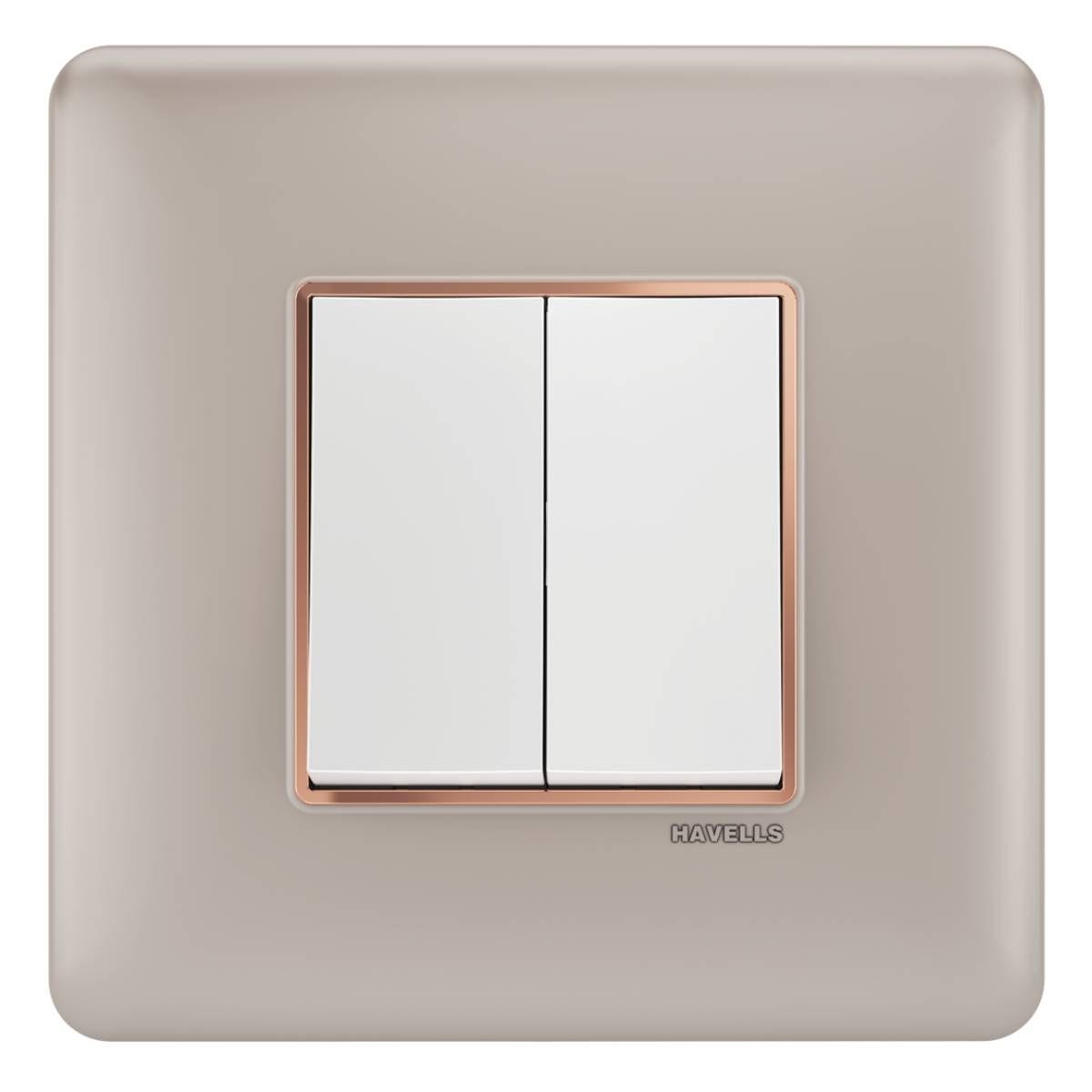 Havells Adiva 2 M Combined Plate Rose Bezel · Champagne Gold