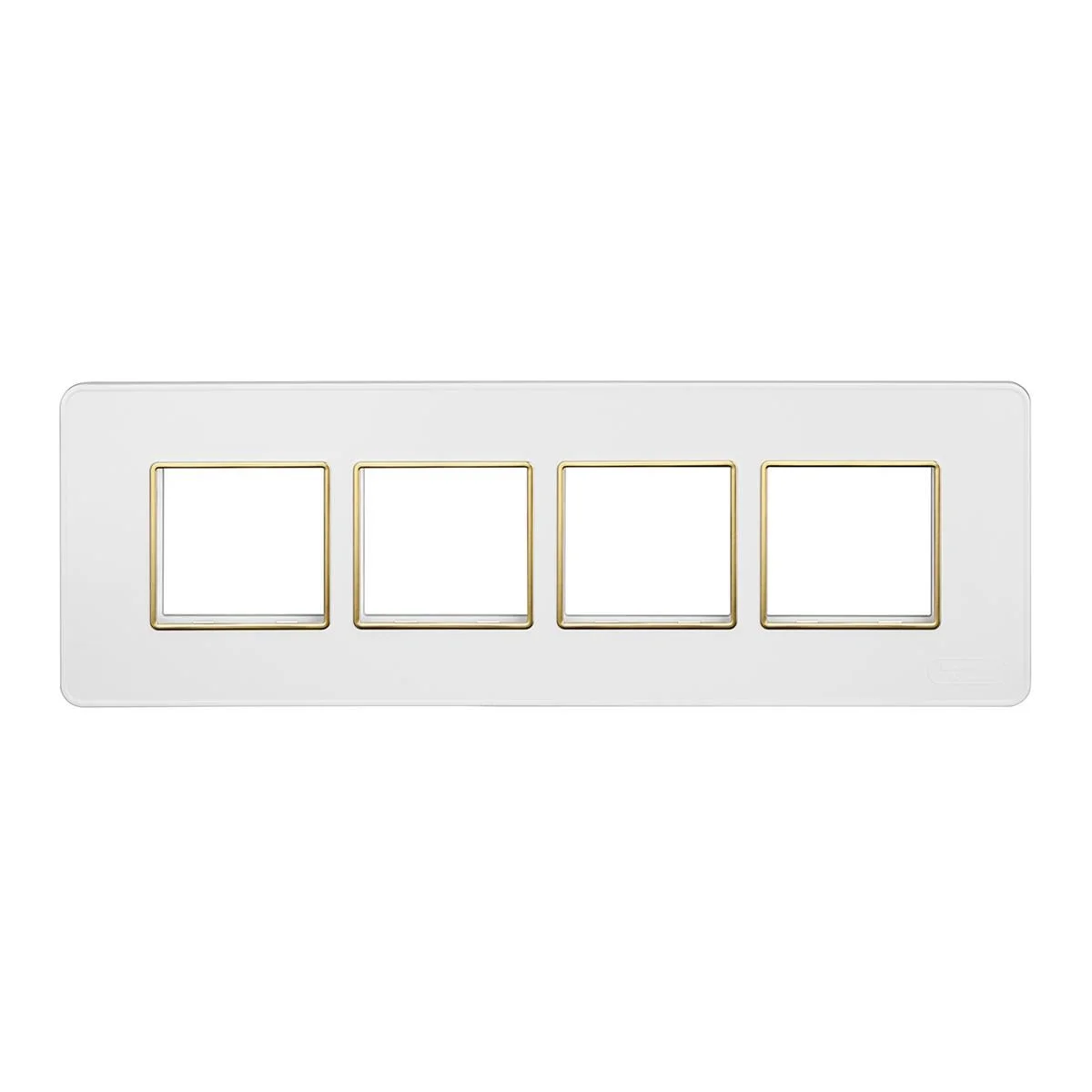Lauritz Knudsen enGem Cover Plate · 8 M · with Golden Bezel Finish · Horizontal · White