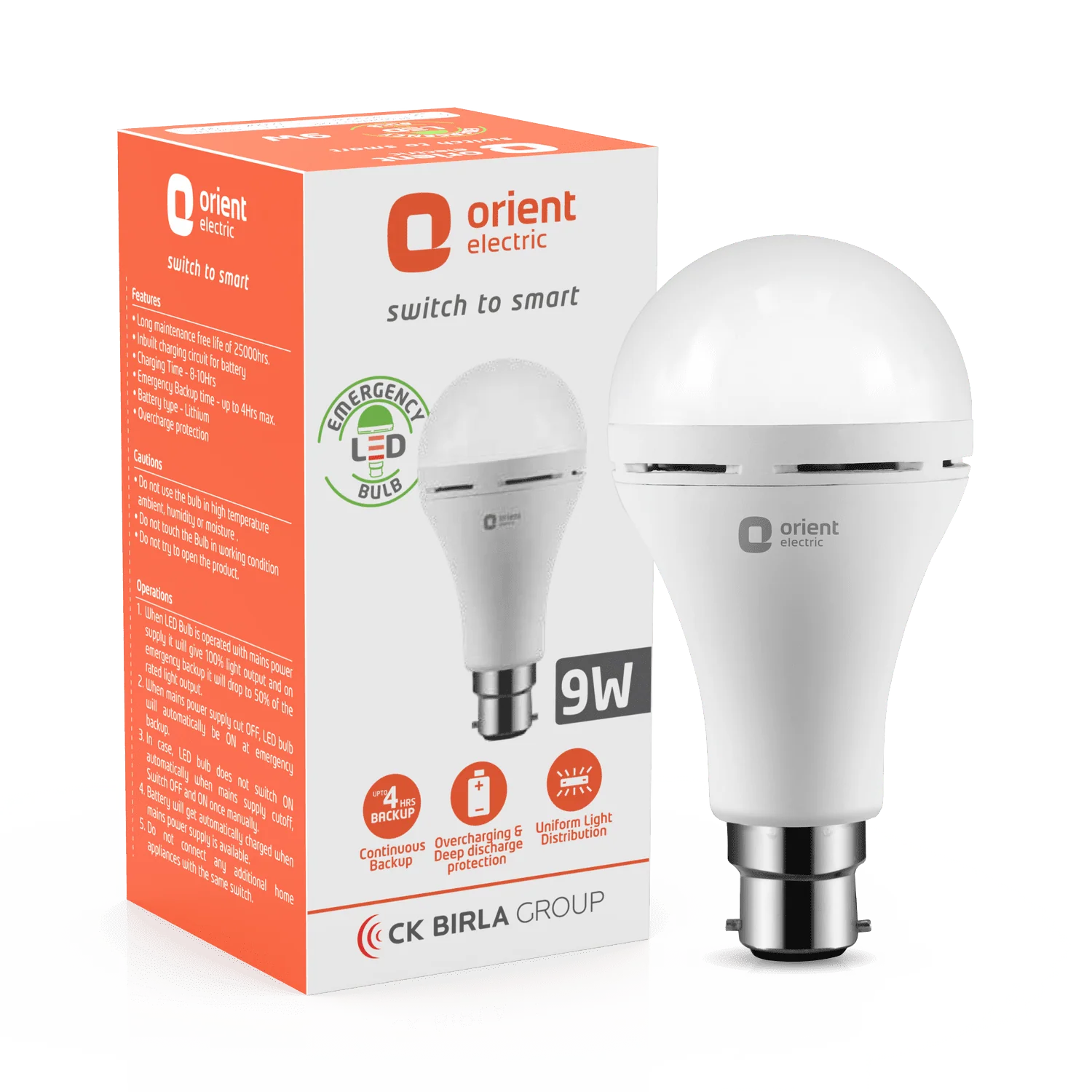 Orient Emergency LED Bulb · 9 W · Cool White
