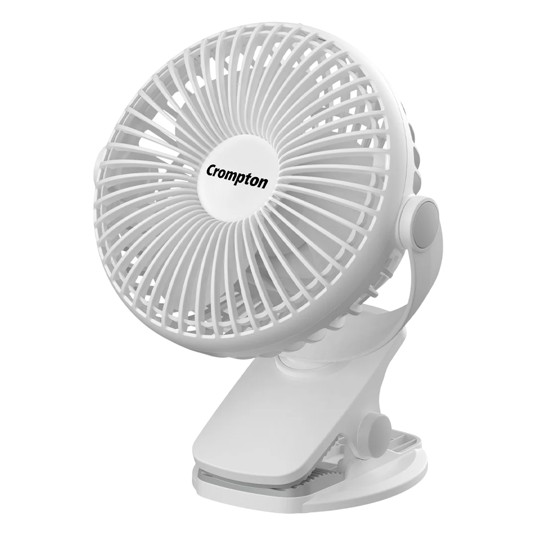 Crompton Siro Rechargeable Clip Fan · White