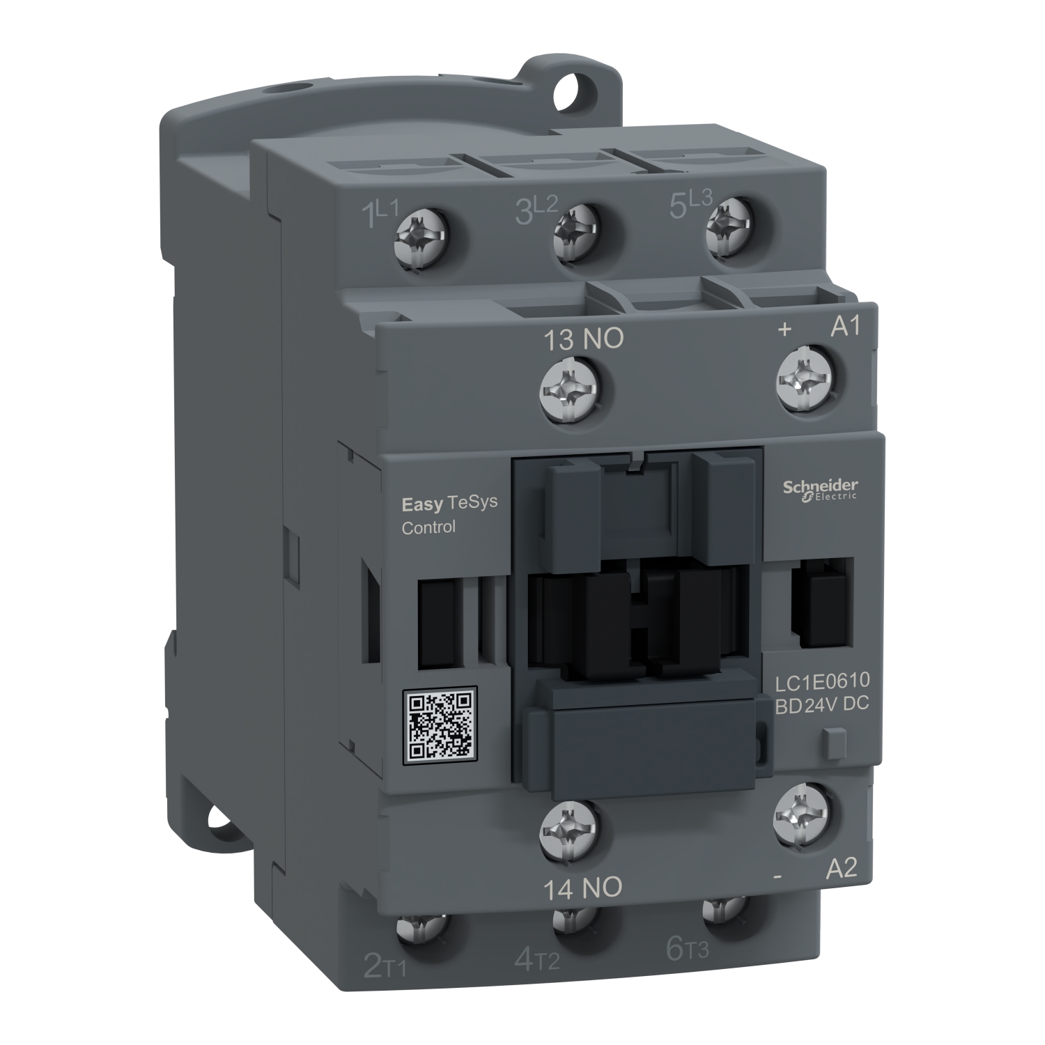 Schneider Easy TeSys LC1E Power Contactor · 3P · 6 A AC-3 · 1 NO aux · 24 V DC coil