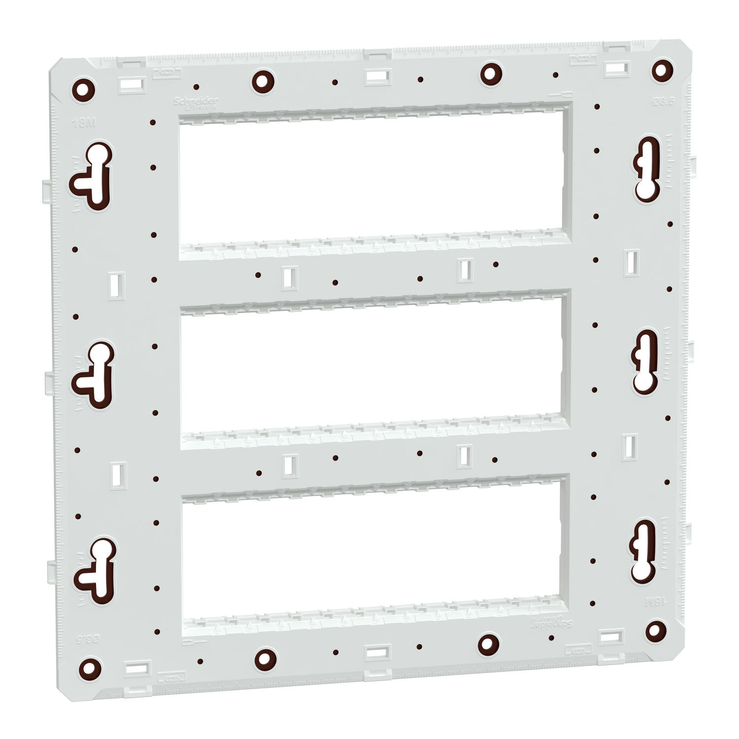 Schneider Unica Pure Fixing Frame · Unica Pure+ · 3 gangs · 3x6 modules · white