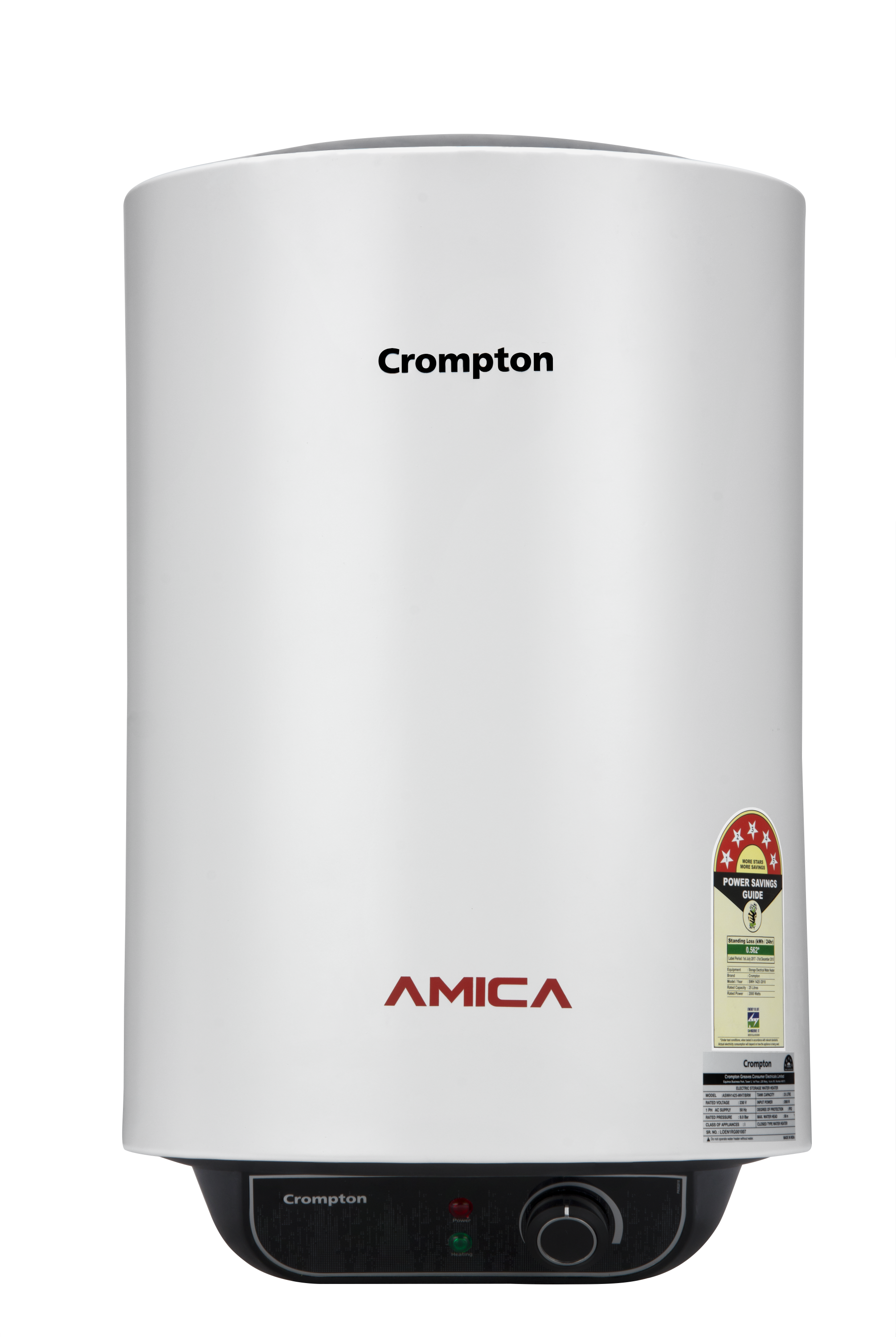 Crompton Amica Classic Rated Storage Water Heater · 2000 W · White · 15 L