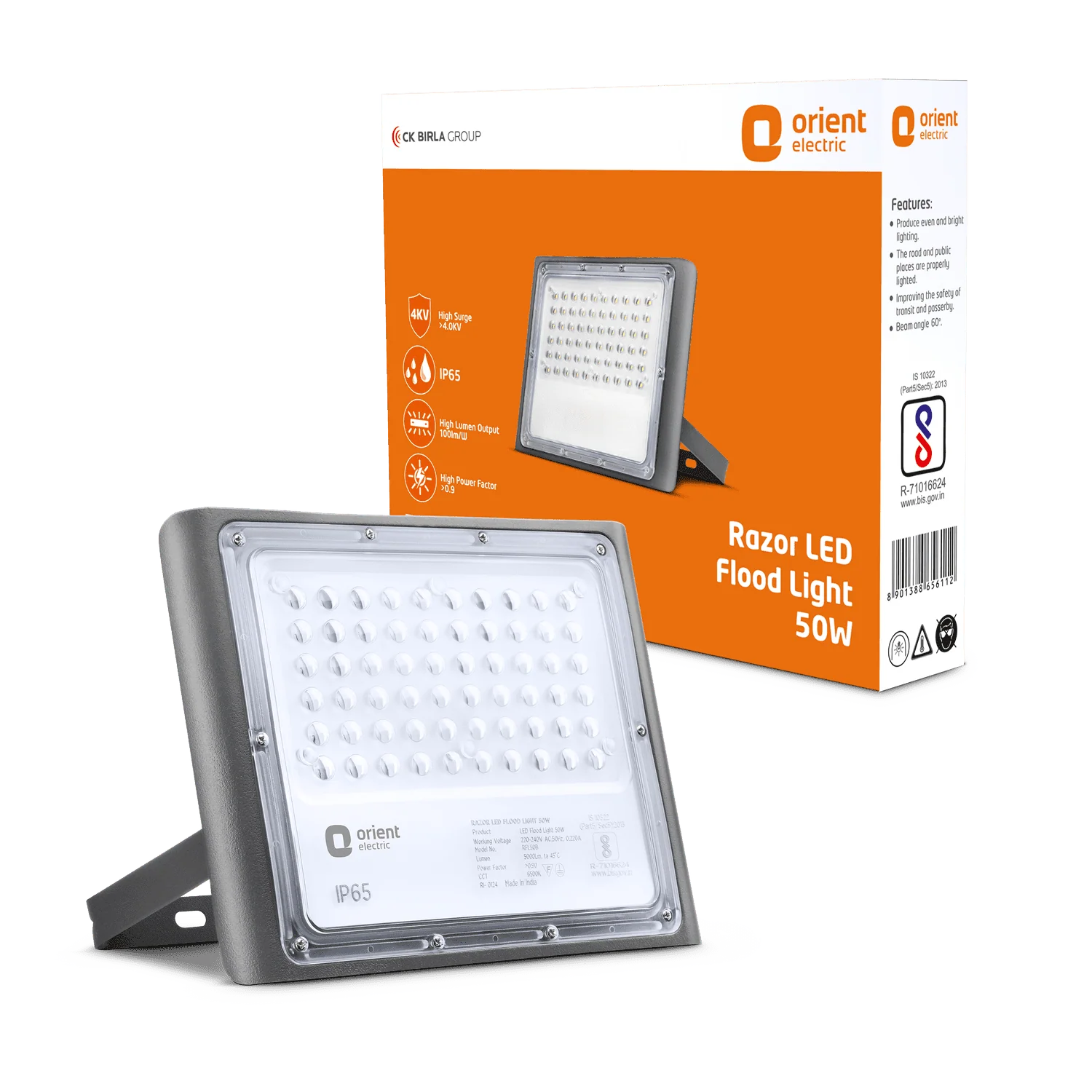 Orient Razor LED Flood Light · IP-65 Weather Resistant · High Voltage Protection · Cool White · 50 W