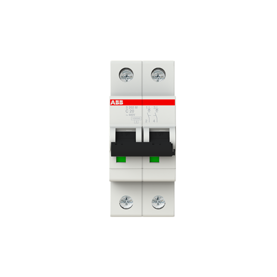 ABB S200M MCB · 2P (DP) · 20 A · C curve · 10 kA