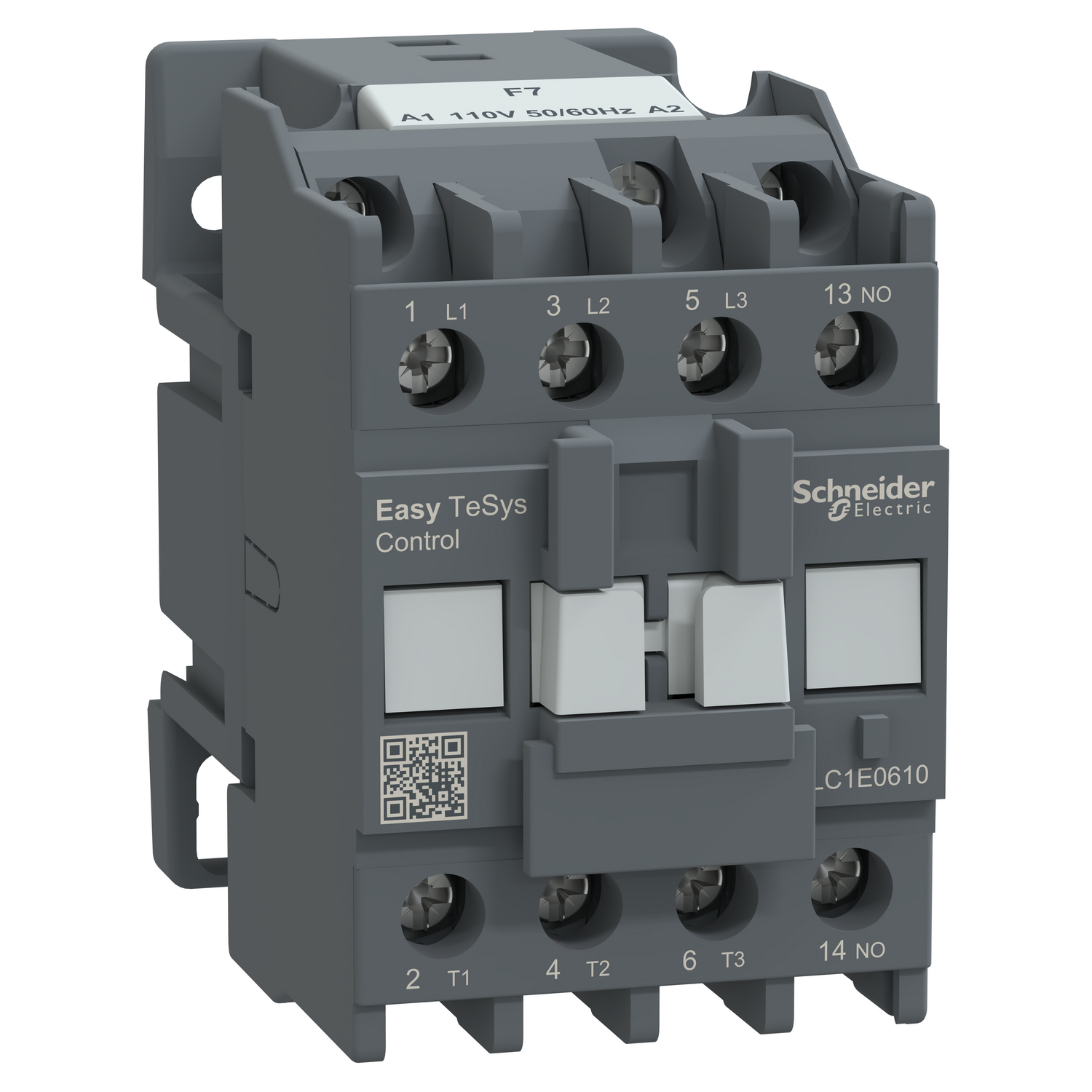 Schneider Easy TeSys LC1E Power Contactor · 3P · 6 A AC-3 · 1 NO aux · 110 V AC coil