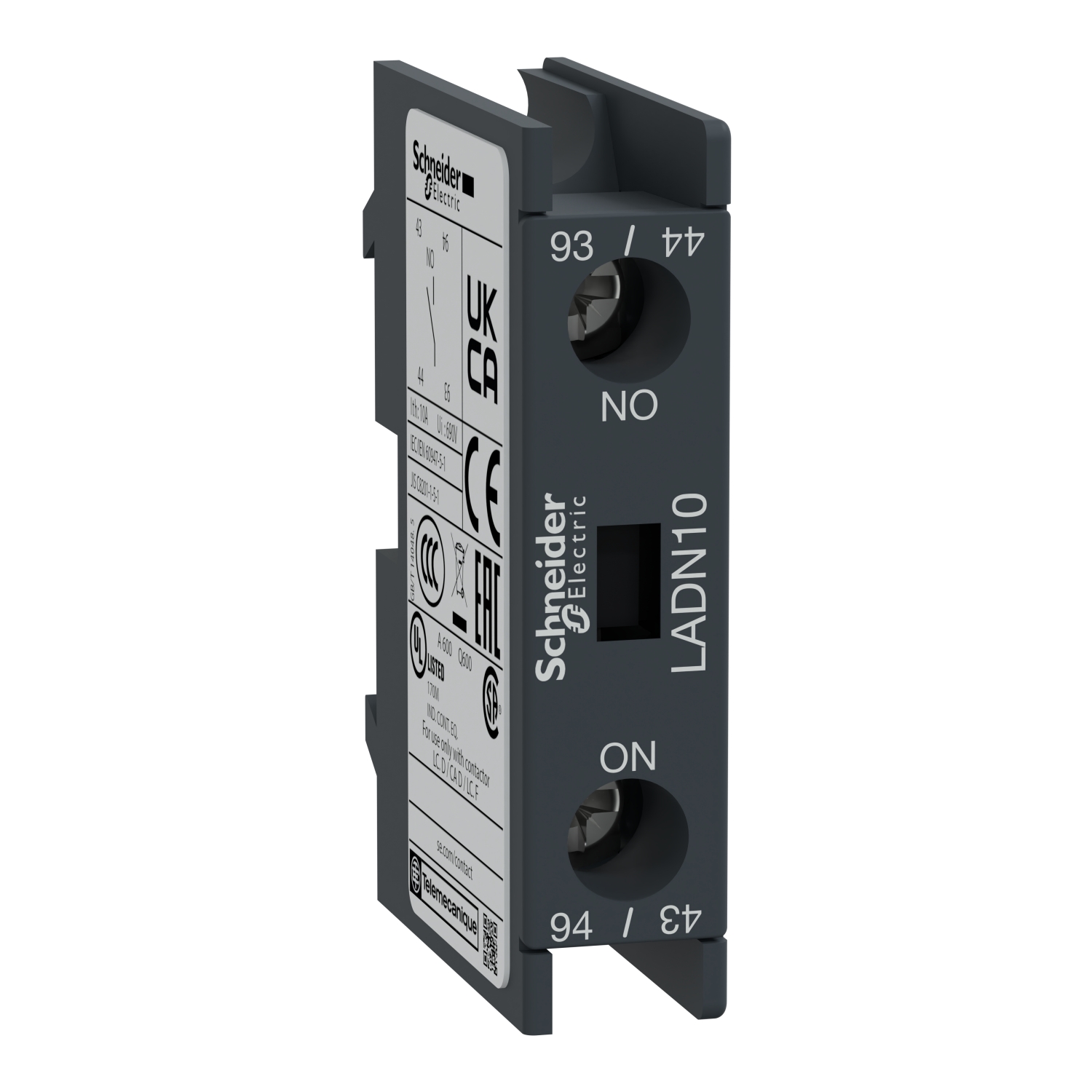 Schneider TeSys LADN Auxiliary Contact Block · TeSys D · 1NO · front mounting