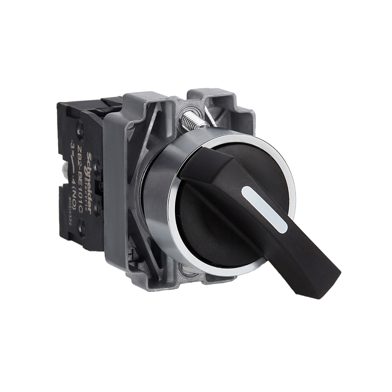 Schneider Harmony XB2 Selector Switch · 22 mm · 1 NO · Black · IP65 · XB2BJ21C