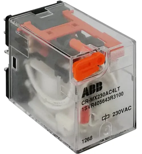 ABB CR-MX230AC2LT Pluggable Interface Relay · 2 C/O · 230 V AC coil · 250 V / 7 A contacts · LED · test button