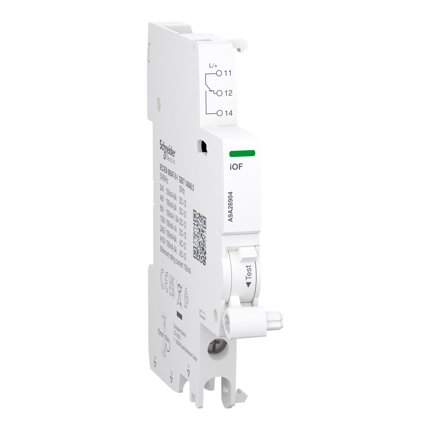 Schneider Acti9 iOF OC Contact · Auxiliary contact · Acti9 A9 A · 1 C/O · 100mA to 6 A