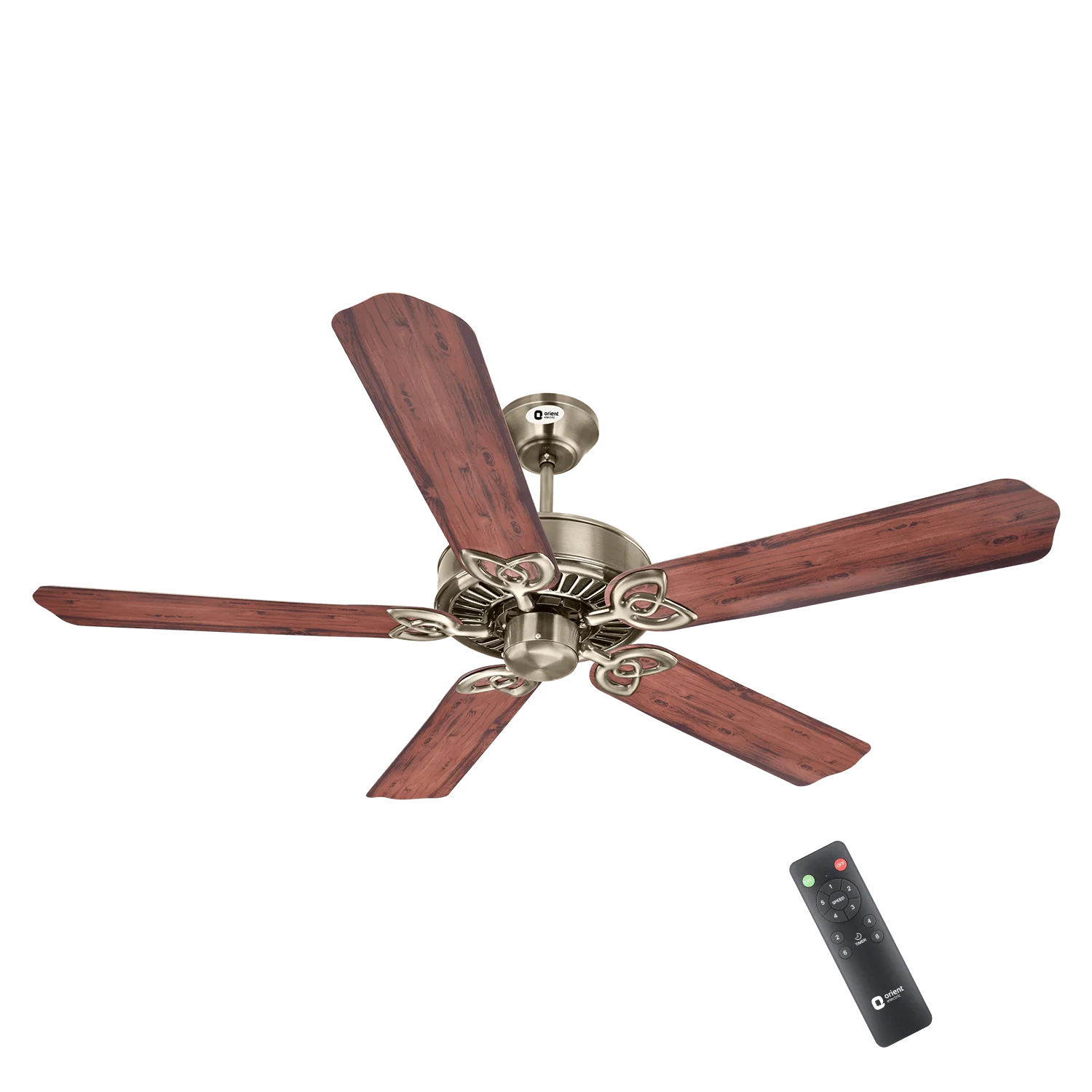 Orient Subaris Royal Premium Ceiling Fan · 1300 mm · Antique Brass Oakwood
