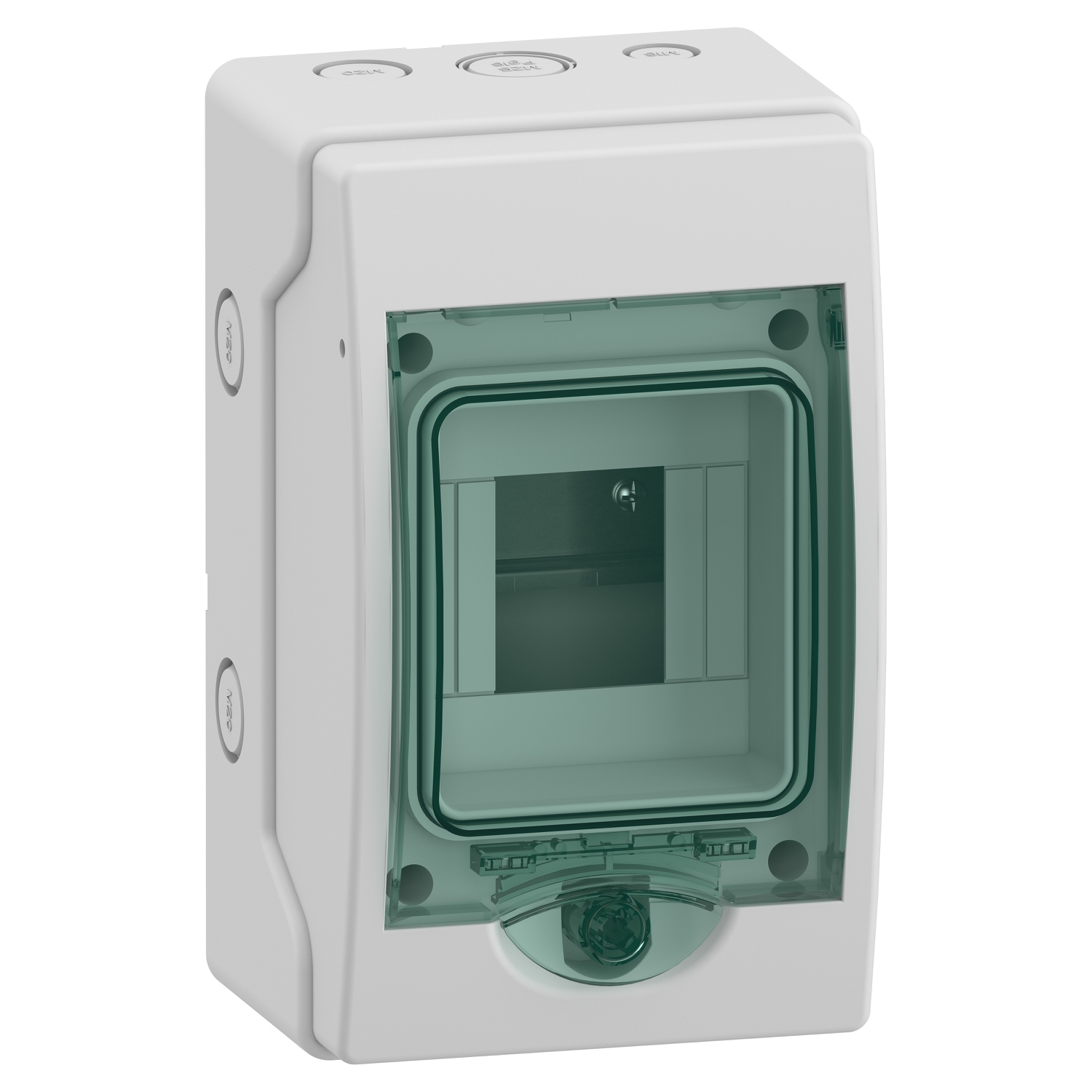Schneider Mureva Enclosure · 4 modules · transparent · IP65 · surface mount · Door: transparent green · 13441
