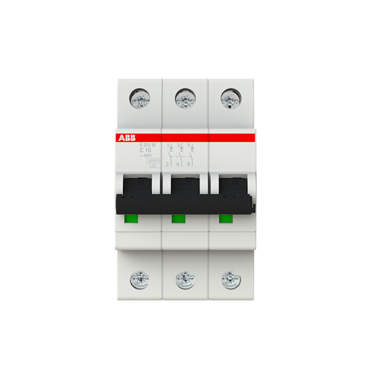 ABB S200M MCB · 3P (TP) · 10 A · C curve · 10 kA