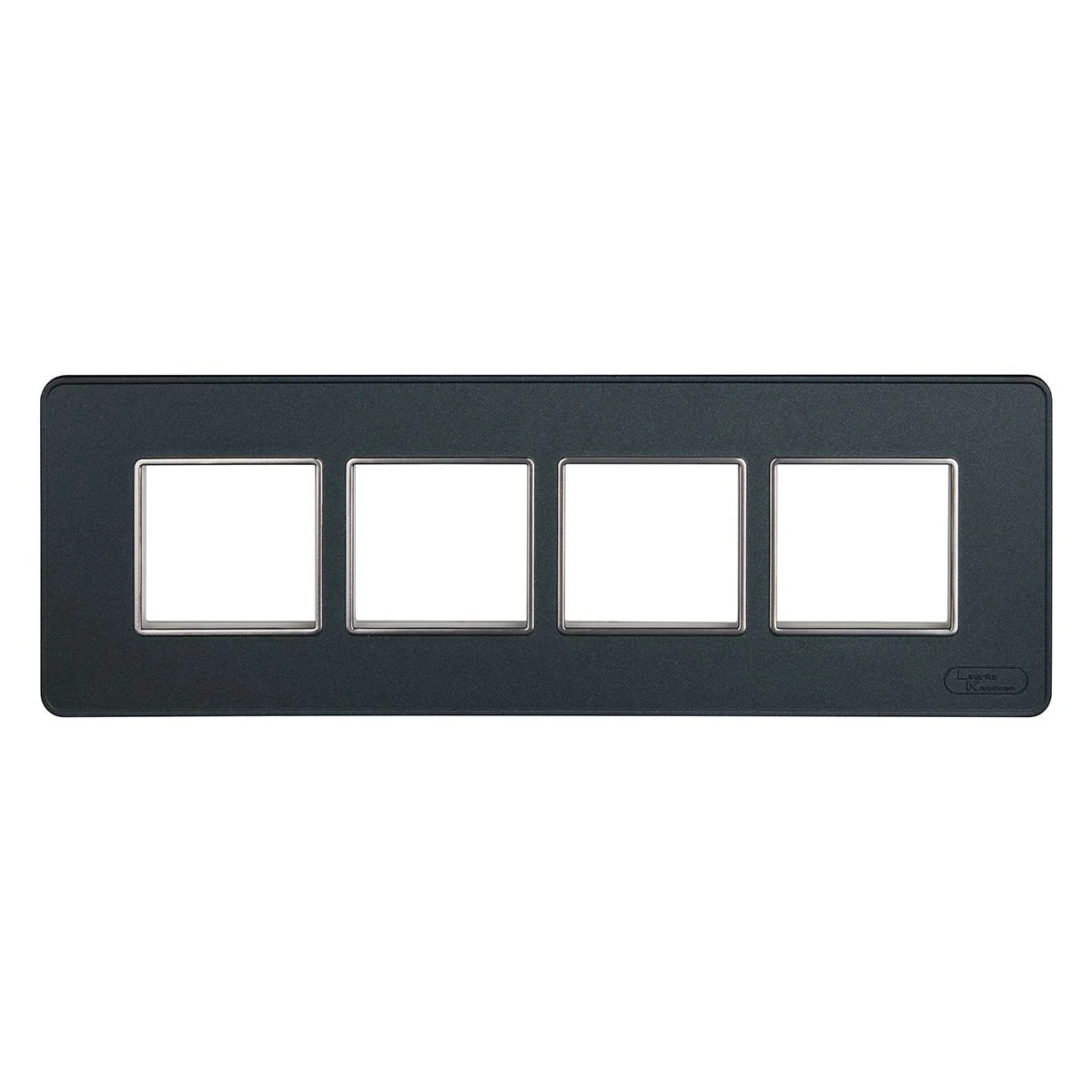 Lauritz Knudsen enGem Cover Plate · 8 M · with Chrome Bezel Finish · Horizontal · Stone Grey Co