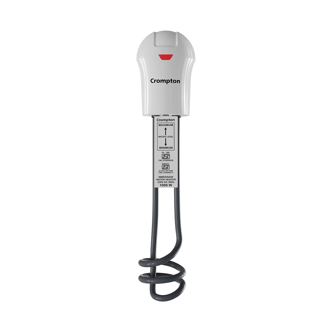 Crompton AIMR SPAS1A 1000 W Immersion Water Heater with Shock Proof Plastic Handle & Anti Scale Coating · White