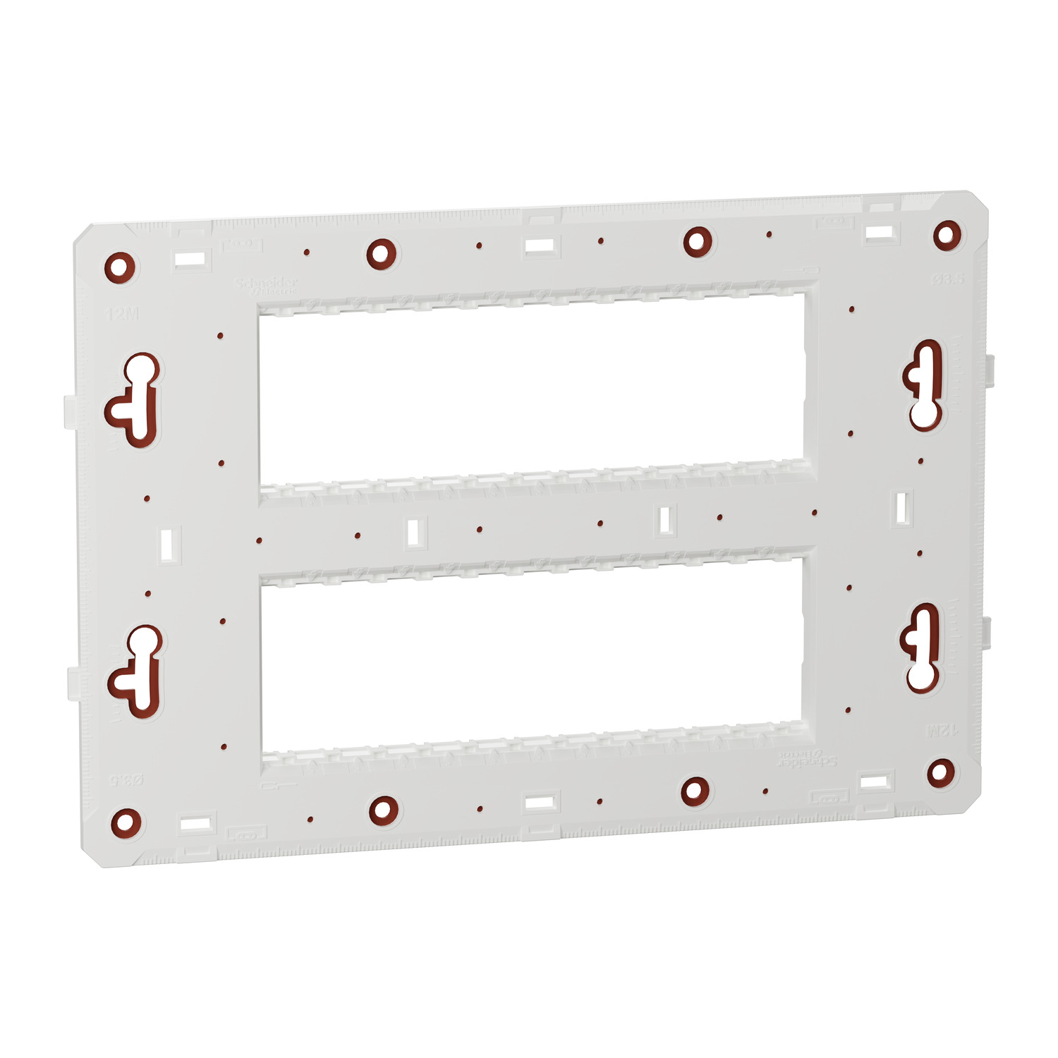 Schneider Unica Pure Fixing Frame · 2 gangs · 2 x 6 modules