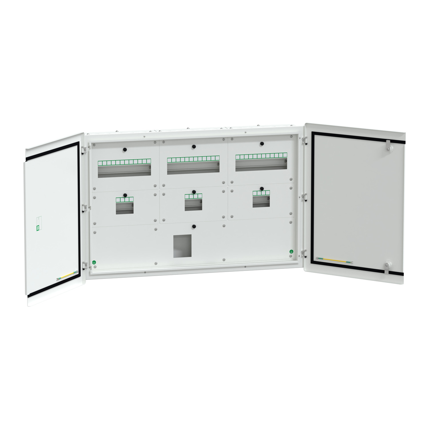 Schneider Acti9 Phase Segregated Distribution Board · 64 modules · split door · IP43 · flush mount