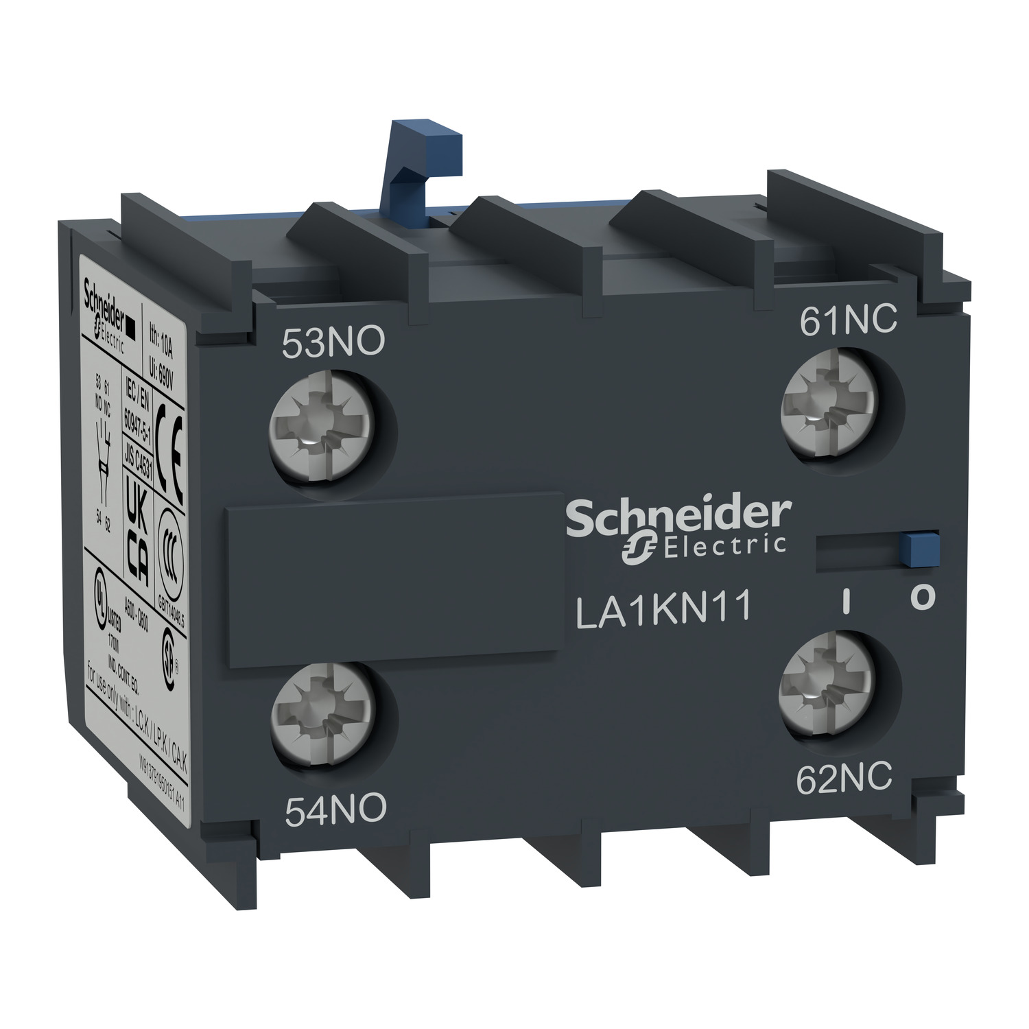 Schneider TeSys LA1 Auxiliary Contact Block · TeSys K · 1 NO + 1 NC · screw-clamps terminals