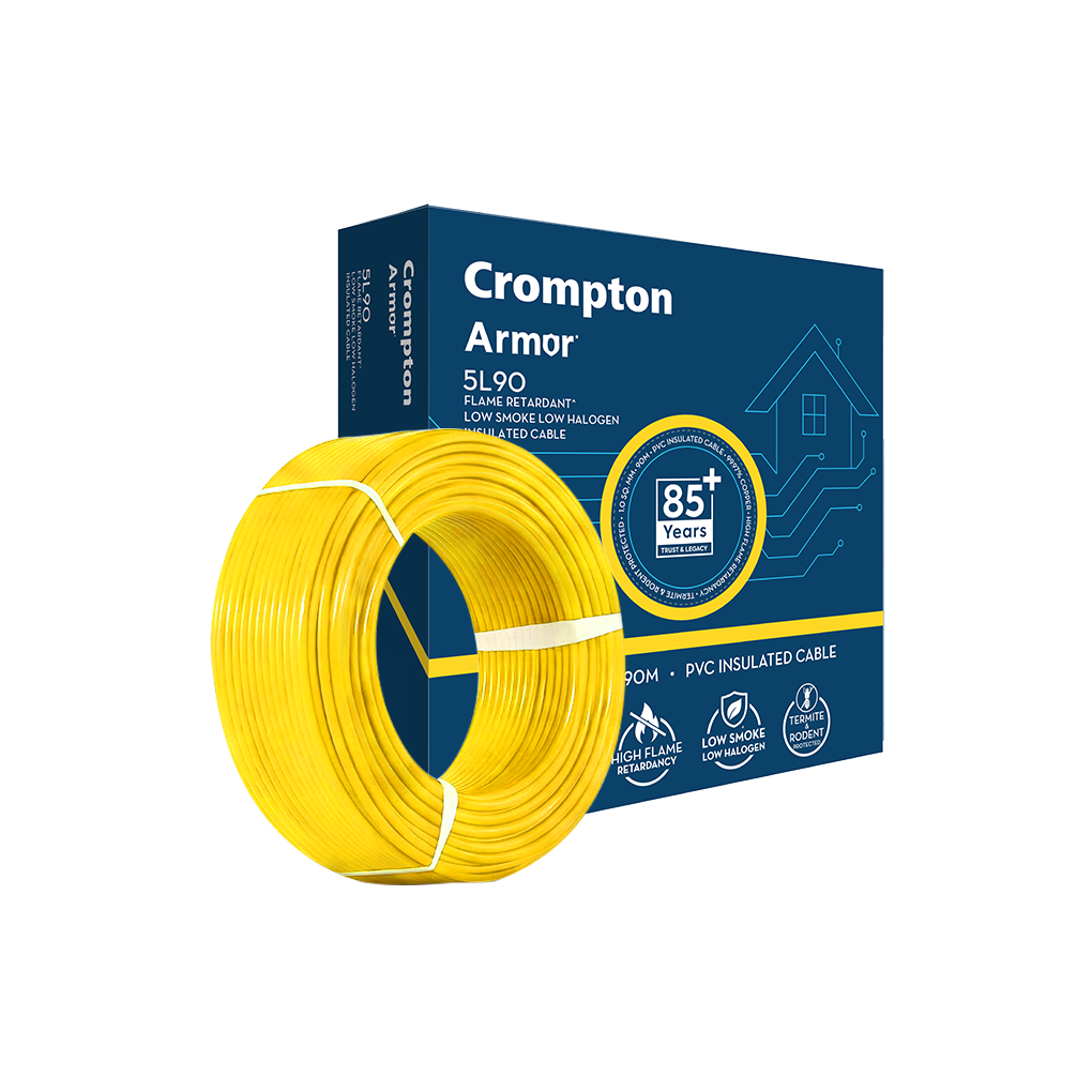 Crompton Armor 5L90 House Wire · FR-LSH · 1 sq mm · 90 m · Yellow