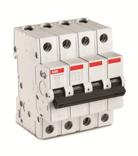 ABB SW204M-B6 Miniature Circuit Breaker B-Char.,10 kA,6 A,4P