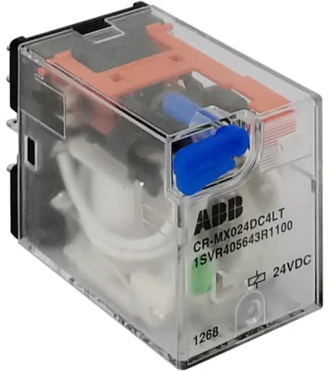 ABB CR-MX110DC4LT Pluggable Interface Relay · 4 C/O · 110 V DC coil · 250 V / 5 A contacts · LED · test button
