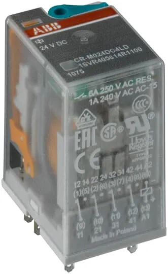 ABB CR-M012DC4L Pluggable Interface Relay · 4 C/O · 12 V DC coil · 250 V / 6 A contacts · LED