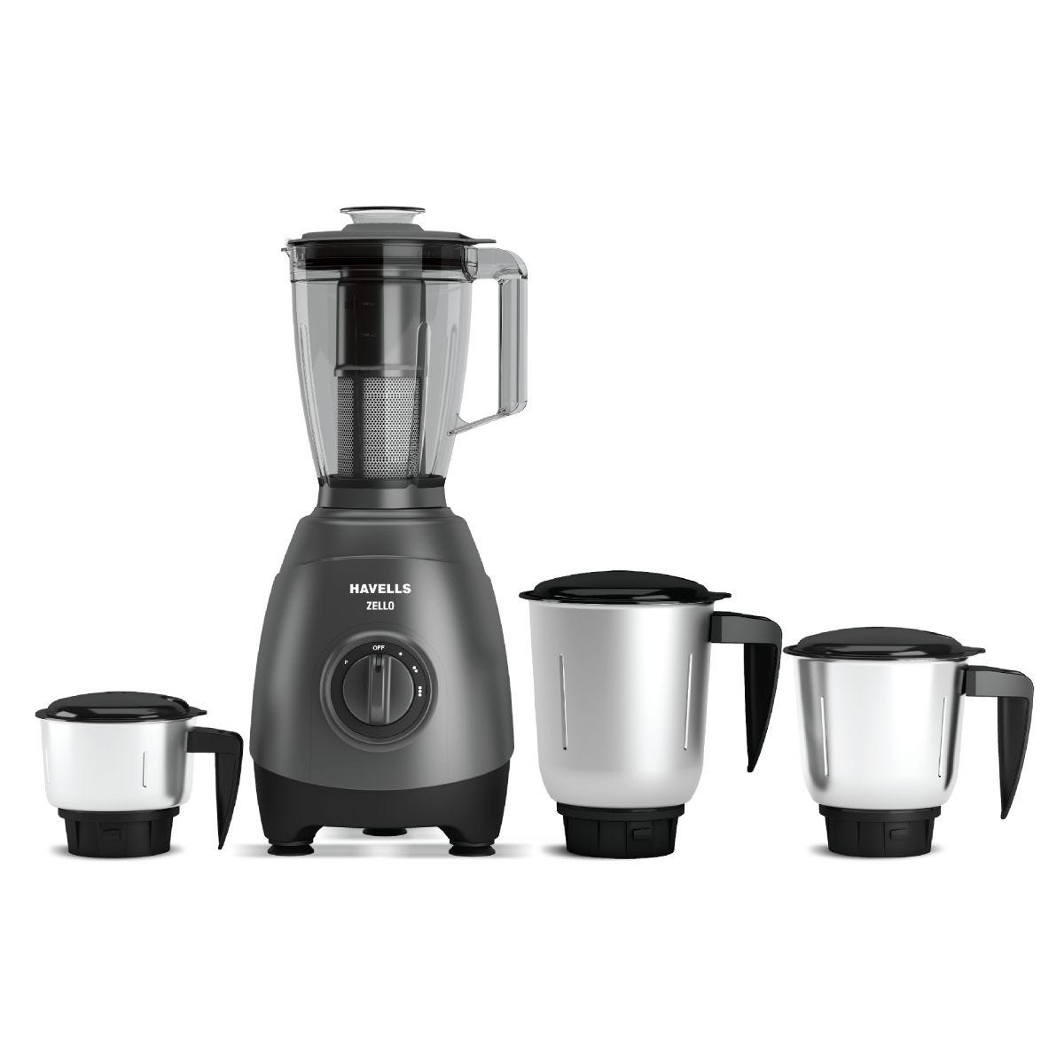 Havells Zello Mixer Grinder · 750 W · 1.75 L · 4 Jar · Grey