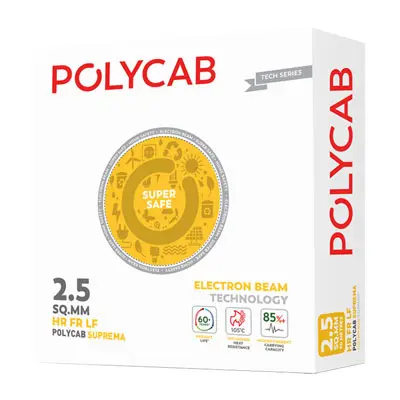 Polycab Suprema House Wire · E-beam HR FR · 1.0 sq mm · 90 m · Black