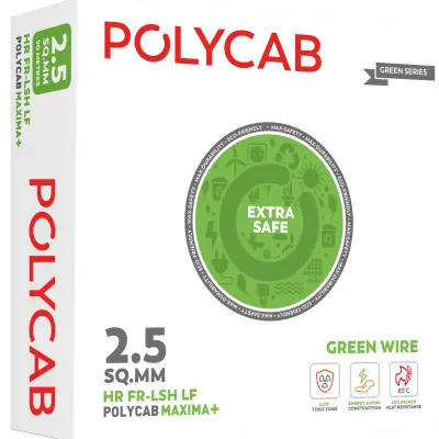 Polycab Maxima+ Green Wire House Wire · HR FR-LSH · 6.0 sq mm · 90 m · Black
